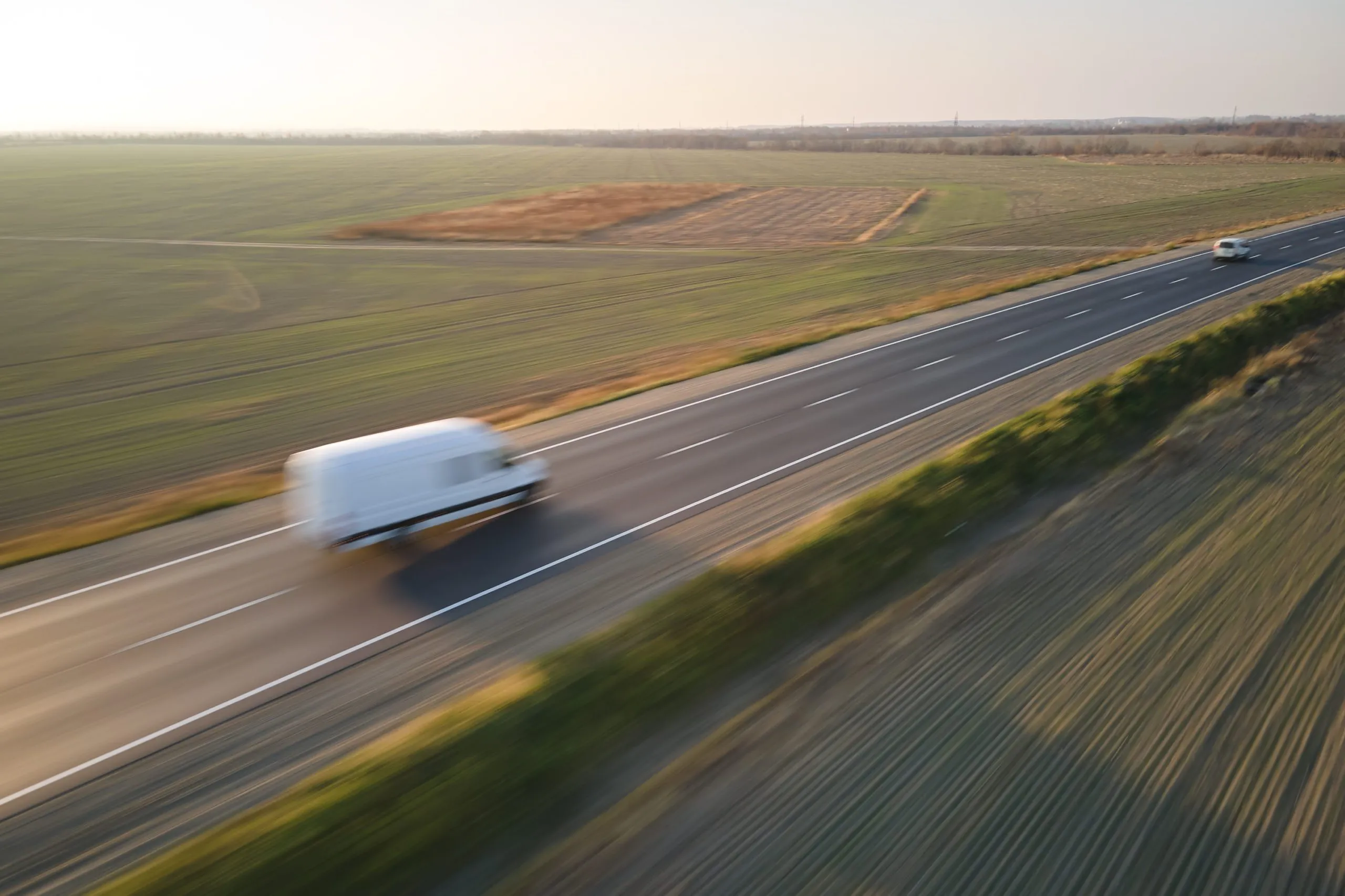 Cargo van driving on a motorway